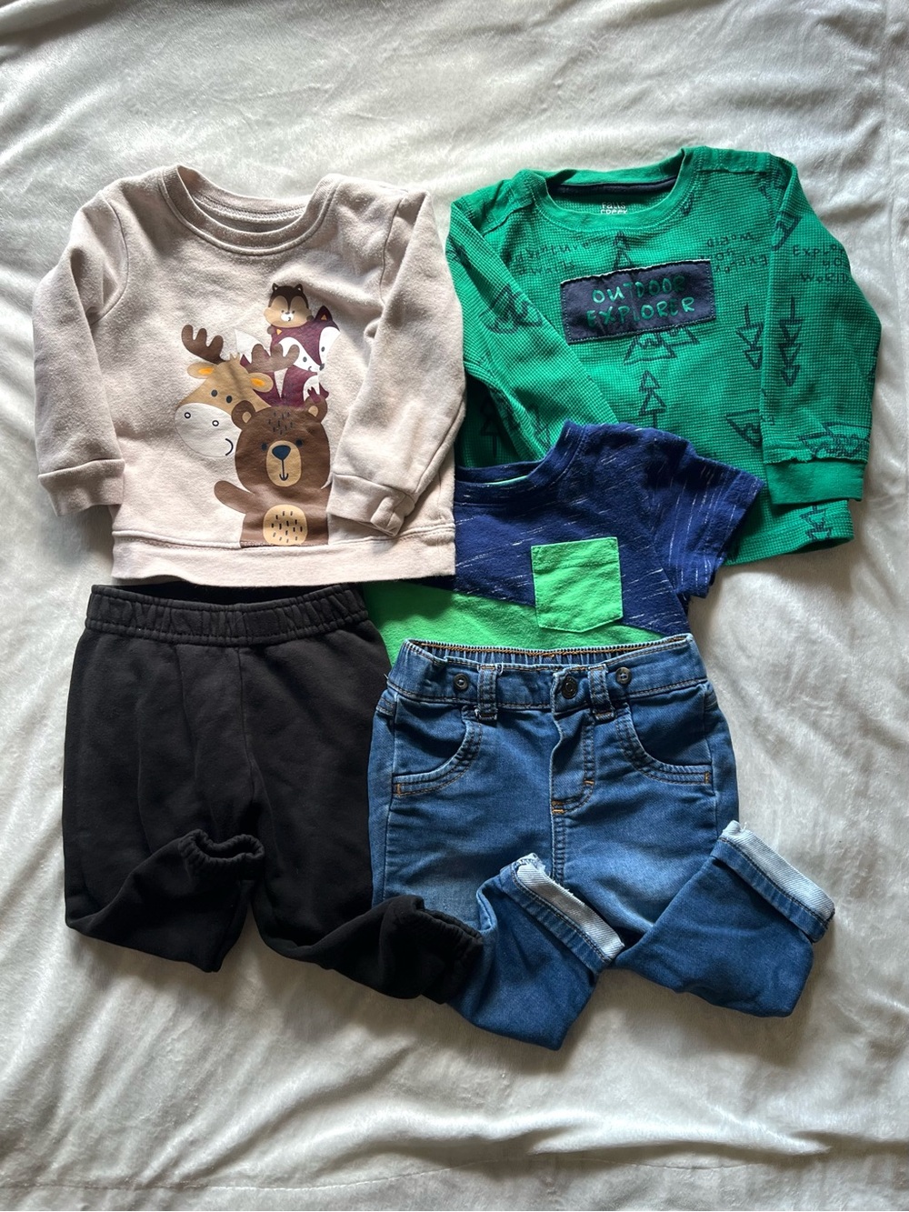 5-Piece Toddler Boy Clothing Bundle 12M 18M Pants & Shirts